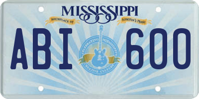MS license plate ABI600