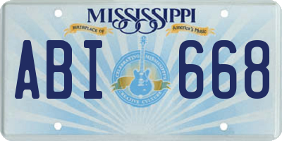 MS license plate ABI668