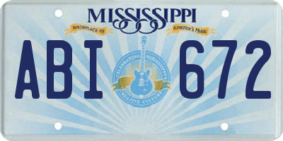 MS license plate ABI672