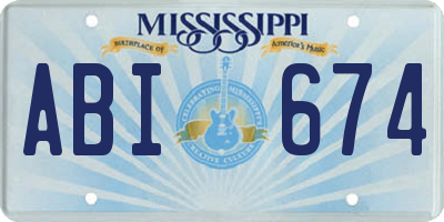 MS license plate ABI674