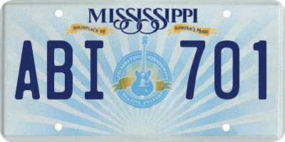 MS license plate ABI701