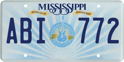 MS license plate ABI772