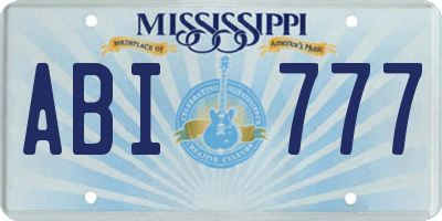 MS license plate ABI777