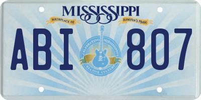MS license plate ABI807