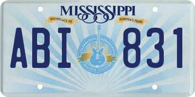 MS license plate ABI831