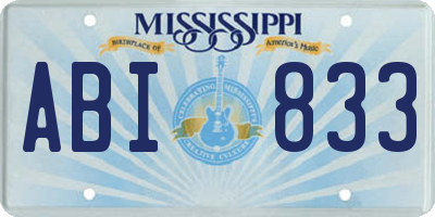 MS license plate ABI833