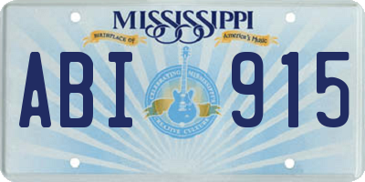 MS license plate ABI915