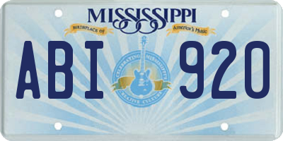 MS license plate ABI920