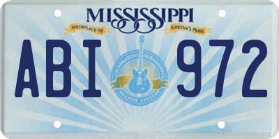 MS license plate ABI972