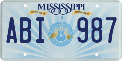 MS license plate ABI987