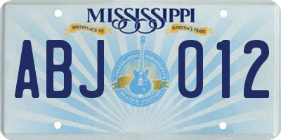 MS license plate ABJ012