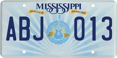 MS license plate ABJ013