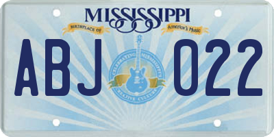 MS license plate ABJ022