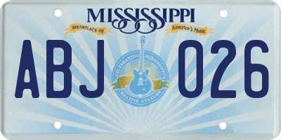 MS license plate ABJ026