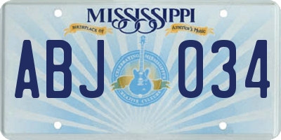 MS license plate ABJ034