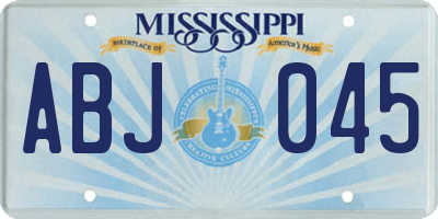 MS license plate ABJ045