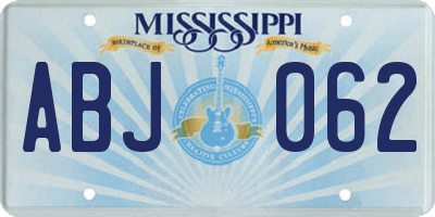 MS license plate ABJ062
