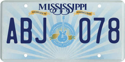 MS license plate ABJ078