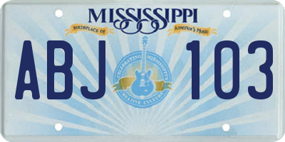 MS license plate ABJ103