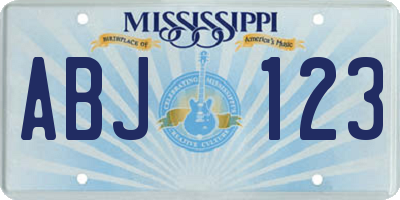 MS license plate ABJ123