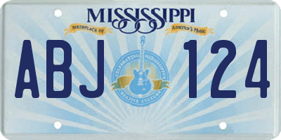 MS license plate ABJ124
