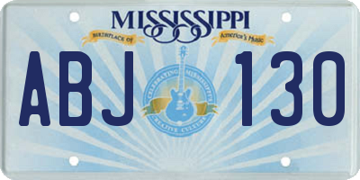 MS license plate ABJ130