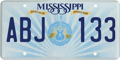 MS license plate ABJ133