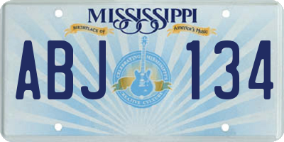 MS license plate ABJ134