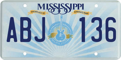 MS license plate ABJ136