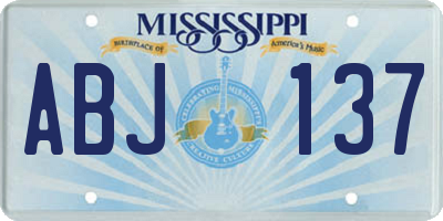 MS license plate ABJ137