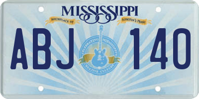 MS license plate ABJ140