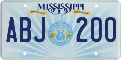 MS license plate ABJ200