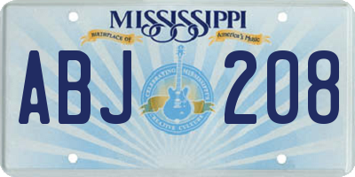MS license plate ABJ208