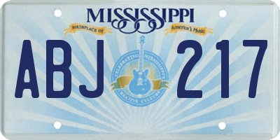 MS license plate ABJ217