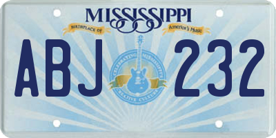 MS license plate ABJ232
