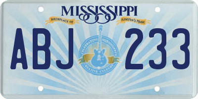 MS license plate ABJ233