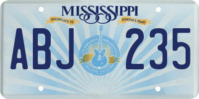 MS license plate ABJ235