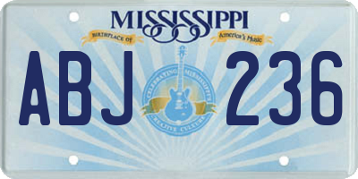MS license plate ABJ236