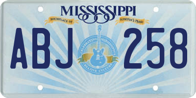 MS license plate ABJ258