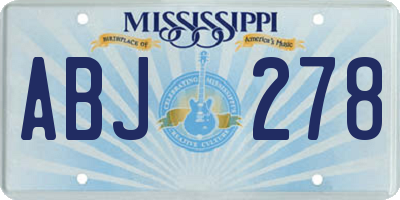 MS license plate ABJ278