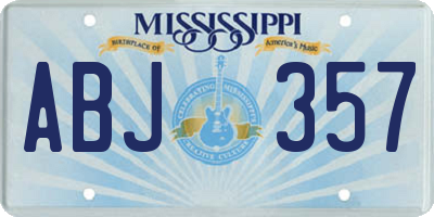MS license plate ABJ357
