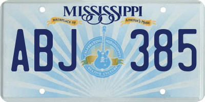 MS license plate ABJ385