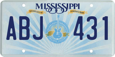 MS license plate ABJ431