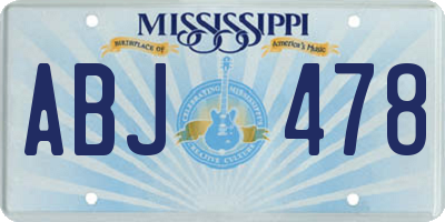 MS license plate ABJ478