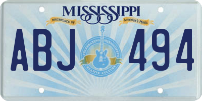 MS license plate ABJ494