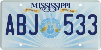 MS license plate ABJ533