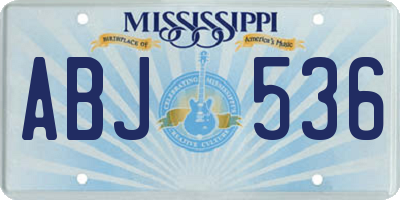MS license plate ABJ536