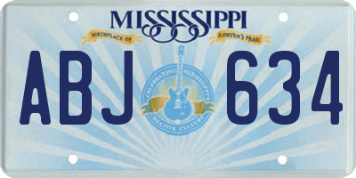 MS license plate ABJ634