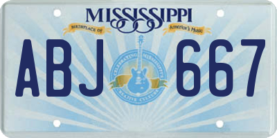 MS license plate ABJ667