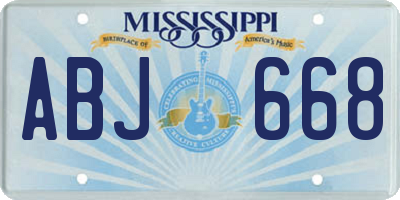 MS license plate ABJ668